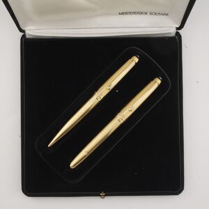 Vintage 80's Montblanc Meisterstück Solitaire Vermeil Pen Set w Box/Papers